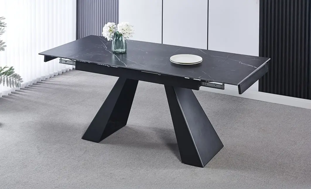 Set Masă Living Extensibilă KJT416 Neagră cu 4 Scaune J262-L Gri 7