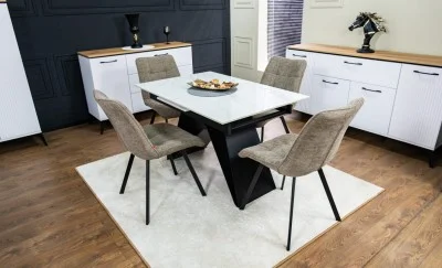 Set Masă Living Extensibilă KJT417 Albă cu 4 Scaune DCM1801CF Verde