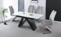 Set Masă Living Extensibilă KJT417 cu 4 Scaune F692 Gri