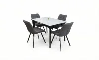 Set Masă Living Extensibilă KJT4711-1 Alb cu 4 Scaune DCM1801CF Gri