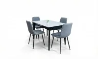 Set Masă Living Extensibilă KJT4711-1 Alb cu 4 Scaune KJC5341 Gri 2