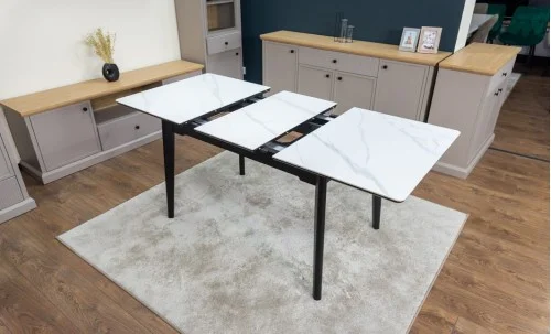 Set Masă Living Extensibilă KJT4711-1 Alb cu 4 Scaune Tapițate KJC4347 Galbene