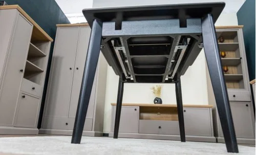 Set Masă Living Extensibilă KJT4711-1 Alb cu 4 Scaune KJC5341 Gri