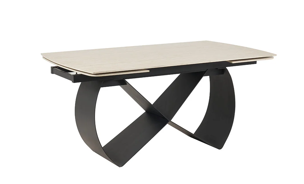 Set Masă Living Extensibilă Blat Ceramic KJT4714 cu 4 Scaune Living Rotative DCM0112 Bej 2