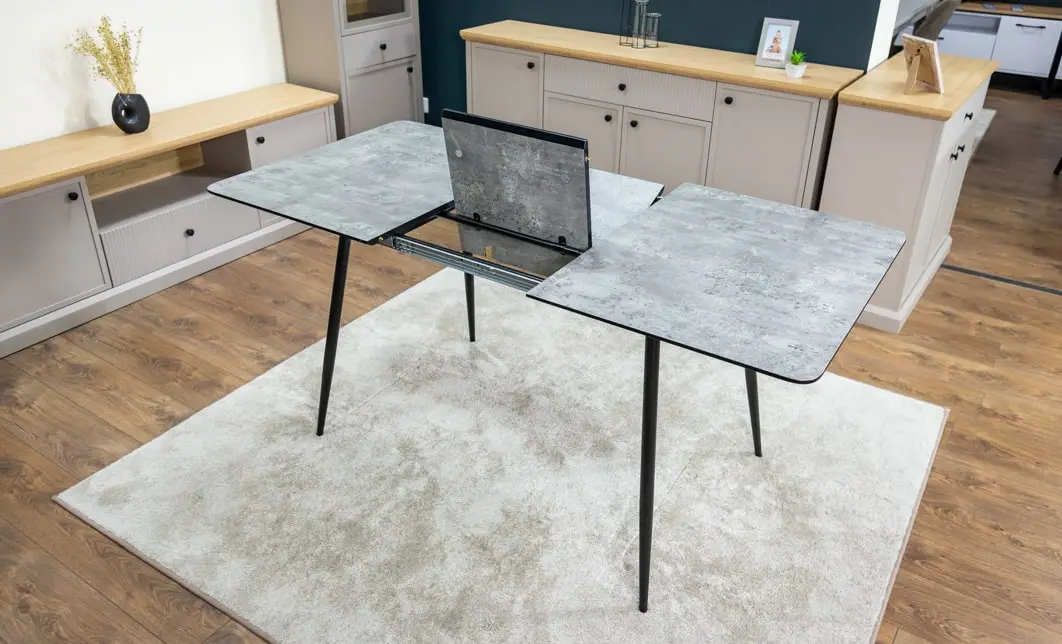 Set Masă Living Extensibilă KJT546 Gri cu 4 Scaune Tapițate KJC0358 Verzi 6