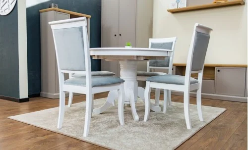 Set Masă Living Extensibilă Olivia Alb cu 4 Scaune Aberden