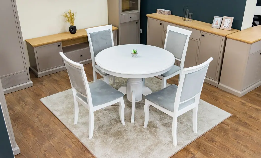Set Masă Living Extensibilă Olivia Alb cu 4 Scaune Aberden 6