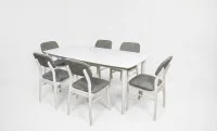 Set Masa Fixă Palmdale Albă cu 6 Scaune Palmdale 1