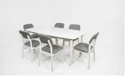 Set Masa Fixă Palmdale Albă cu 6 Scaune Palmdale