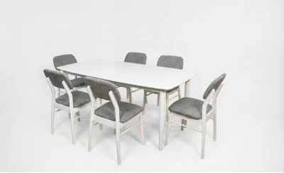 Set Masă Living Extensibilă Palmdale Albă cu 6 Scaune Palmdale