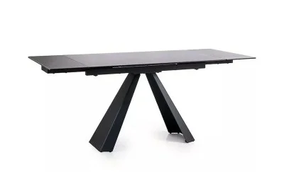 Set Masă Living Extensibilă Blat Ceramic Salvadore Gri/Negru Mat cu 4 Scaune Living KJC4344 Gri Închis