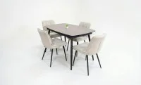 Set Masă Living Extensibilă Yense 125 Gri Lagun cu 4 Scaune Tapițate DCM2001AF Bej 1