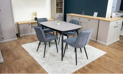 Set Masă Living Extensibilă Yense 125 Gri Lagun cu 4 Scaune Tapițate DCM2001AF Gri