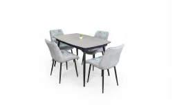 Set Masă Living Extensibilă Yense 125 Gri Lagun cu 4 Scaune Tapițate KJC0357 Gri