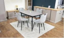 Set Masă Living Extensibilă Yense 125 Gri Lagun cu 4 Scaune Tapițate KJC0358 Gri