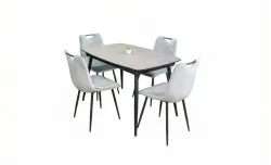 Set Masă Living Extensibilă Yense 125 Gri Lagun cu 4 Scaune Tapițate KJC0358 Gri
