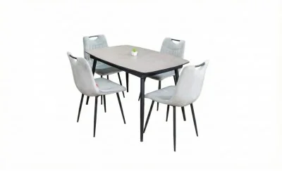 Set Masă Living Extensibilă Yense 125 Gri Lagun cu 4 Scaune Tapițate KJC0358 Gri