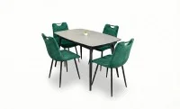 Set Masă Living Extensibilă Yense 125 Gri Lagun cu 4 Scaune Tapițate KJC0358 Verzi 2