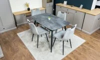 Set Masă Living Extensibilă Yense 125 Gri cu 4 Scaune Tapițate KJC0358 Gri 3