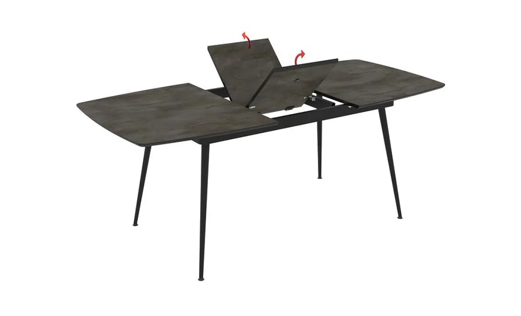 Set Masă Living Extensibilă Yense 125 Gri cu 4 Scaune Tapițate KJC0358 Gri