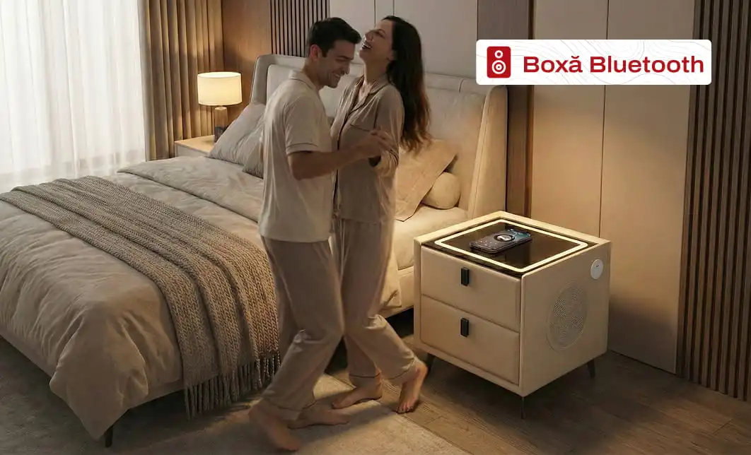 Noptieră Smart Multifuncțională KJ106 Albă 5