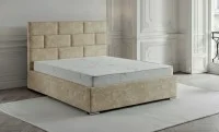 Set Pat Tapițat Mexico cu Saltea și Somieră Rabatabilă, Bej 140x200
