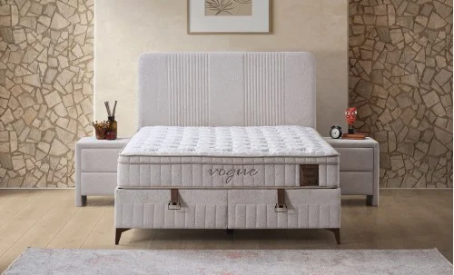 Set Pat Tapițat cu Saltea Vogue și Somieră Rabatabilă 160x200