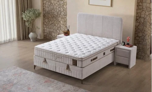 Set Pat Tapițat cu Saltea Vogue și Somieră Rabatabilă 160x200