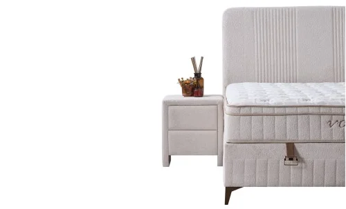 Set Pat Tapițat cu Saltea Vogue și Somieră Rabatabilă 160x200