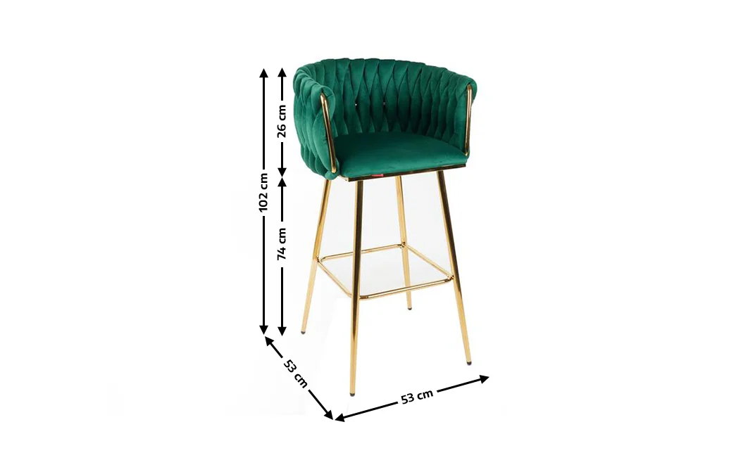 Scaun Bar KJC365 Verde & Picioare Aurii 1