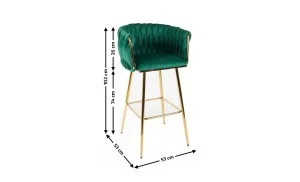 Scaun Bar KJC365 Verde & Picioare Aurii