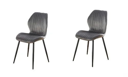 Set 2 Scaune Living Tapițate KJC104 Gri