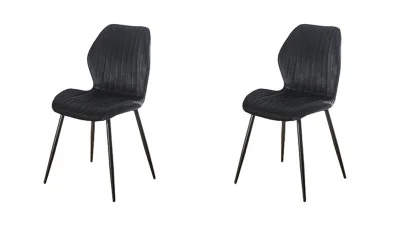 Set 2 Scaune Living Tapițate KJC104 Negru