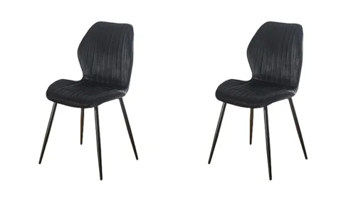 Set 2 Scaune Living Tapițate KJC104 Negru