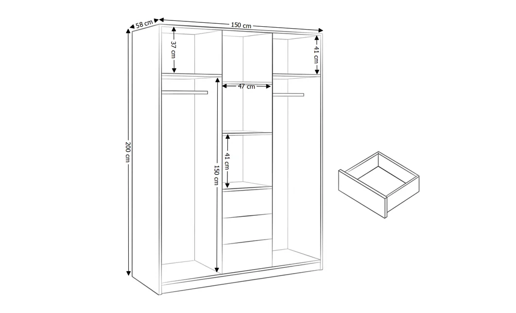 Dulap Bali Lux 3 Usi D3 Alb cu Riflaj si Oglinda 2