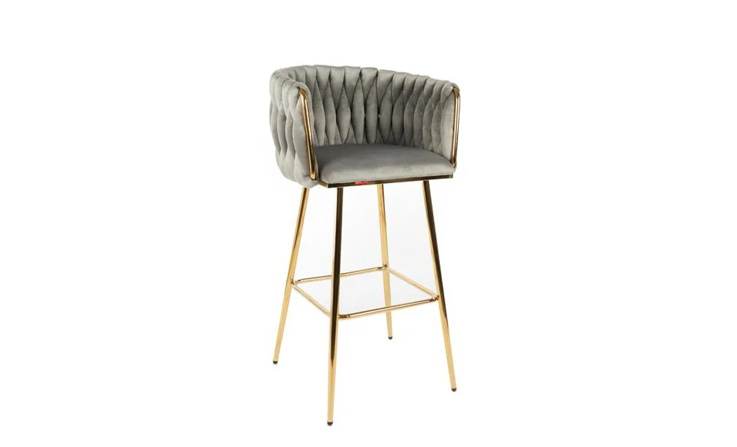 Scaun Bar KJC365 Gri & Picioare Aurii 2