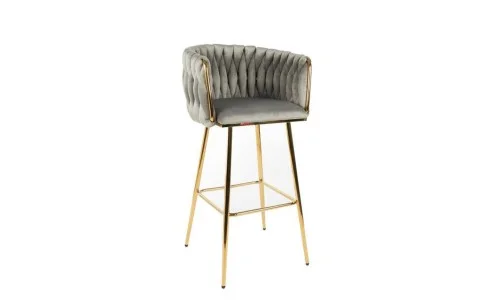 Scaun Bar KJC365 Gri & Picioare Aurii