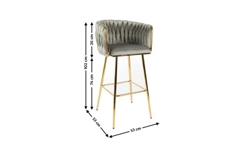 Scaun Bar KJC365 Gri & Picioare Aurii