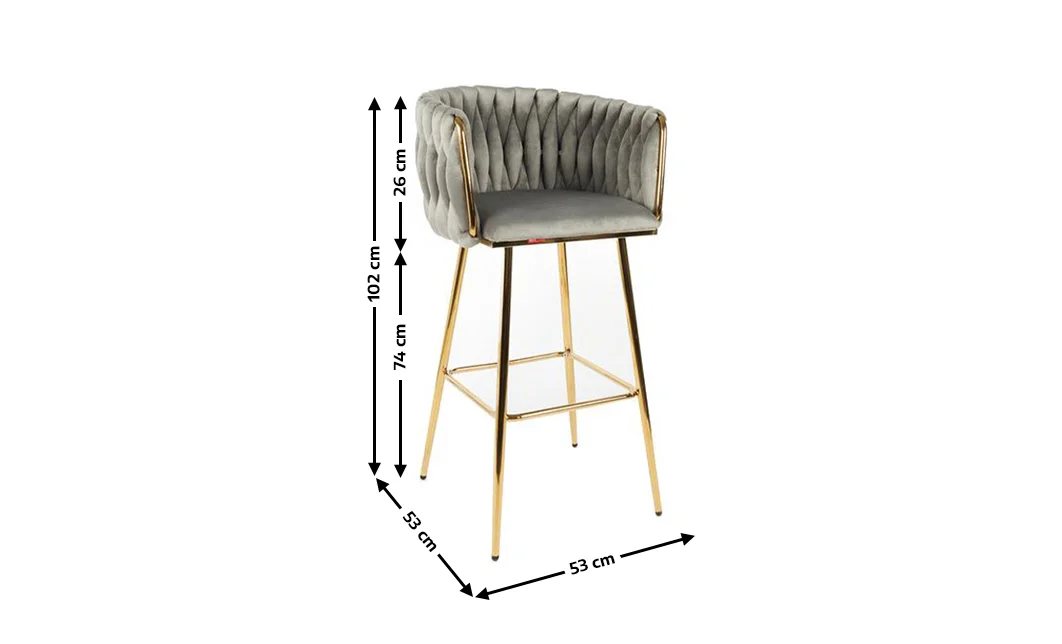 Scaun Bar KJC365 Gri & Picioare Aurii 1