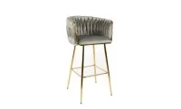 Scaun Bar KJC365 Gri & Picioare Aurii 2