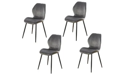 Set 4 Scaune Living Tapițate KJC104 Gri