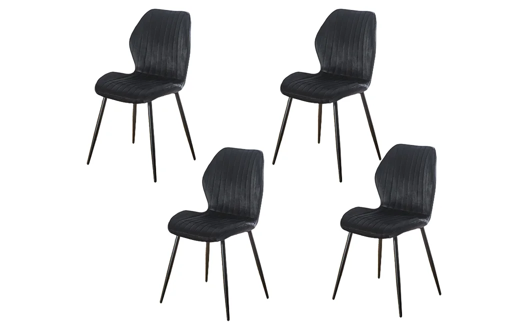 Set 4 Scaune Living Tapițate KJC104 Negru