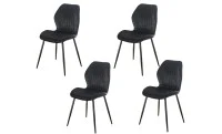 Set 4 Scaune Living Tapițate KJC104 Negru