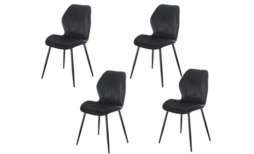 Set 4 Scaune Living Tapițate KJC104 Negru