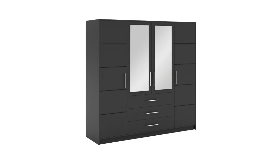 Dulap Bali 4 Usi D4 Grafit cu Oglinda