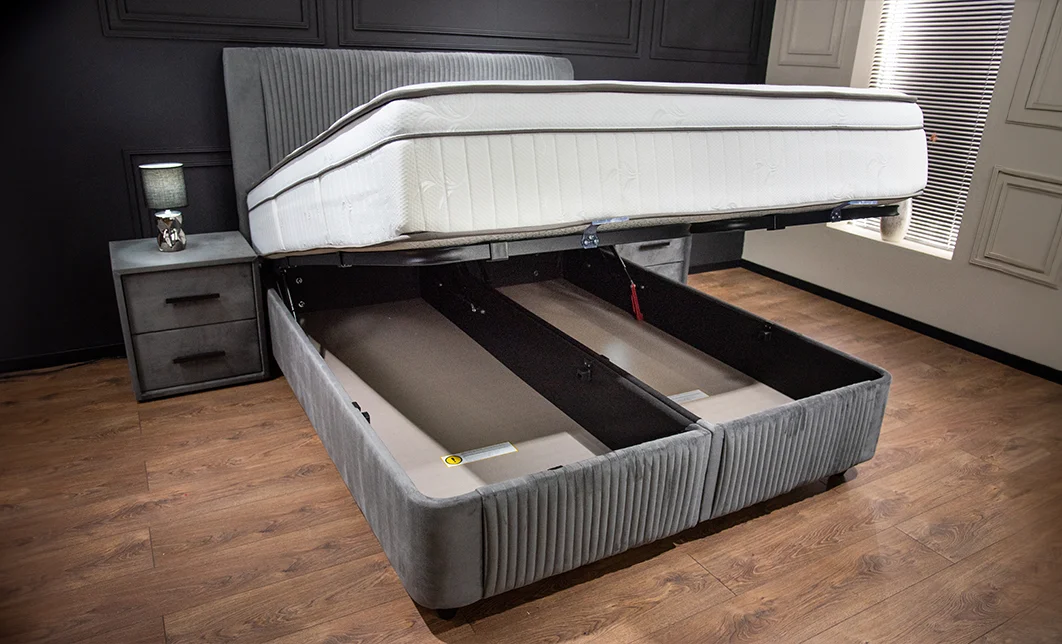 Set Pat Tapitat cu Saltea Bella Grey 140x200 3