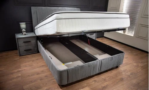 Set Pat Tapitat cu Saltea Bella Grey 140x200