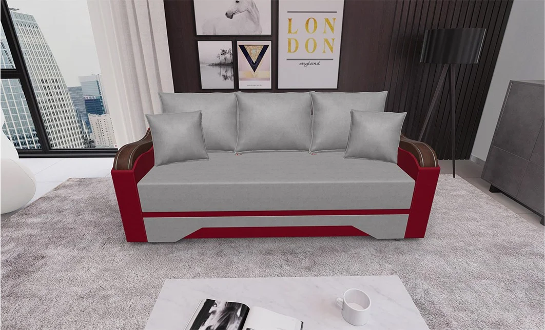 Canapea Extensibilă Bianca, Gri deschis, rosu