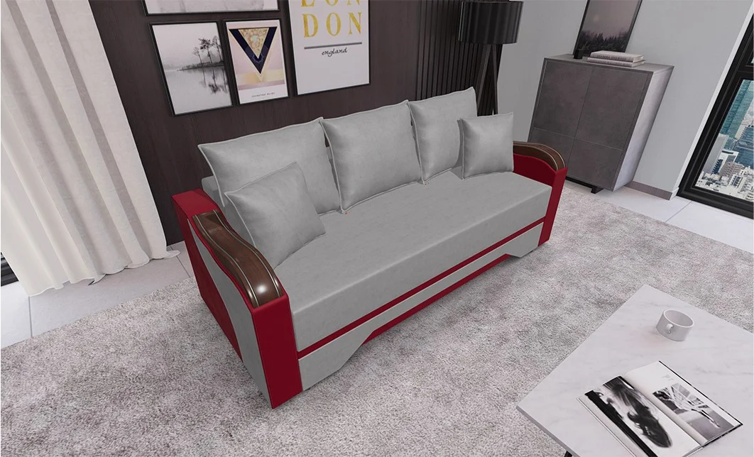 Canapea Extensibilă Bianca, Gri deschis, rosu 1