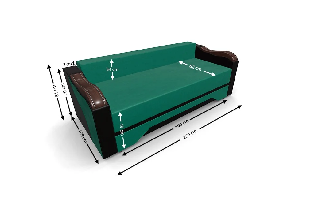 Canapea Extensibilă Bianca, Verde 3